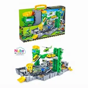 PISTA MALETA CON DINOSAURIOS Y VEHÍCULOS