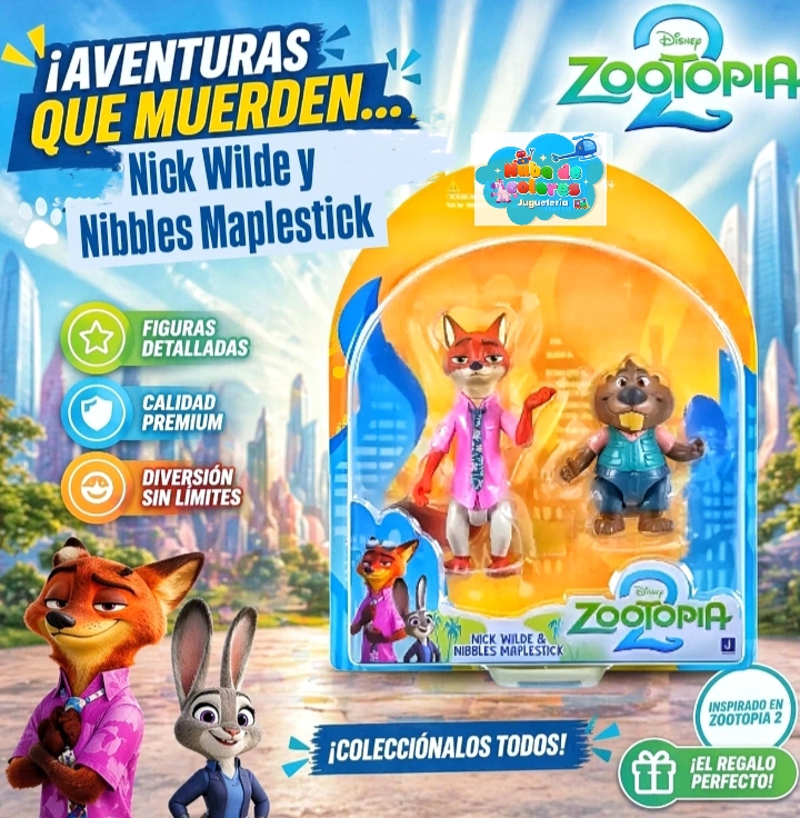 ZOOTOPIA 2 FIGURAS - NICK WILDE Y NIBBLES MAPLESTICK