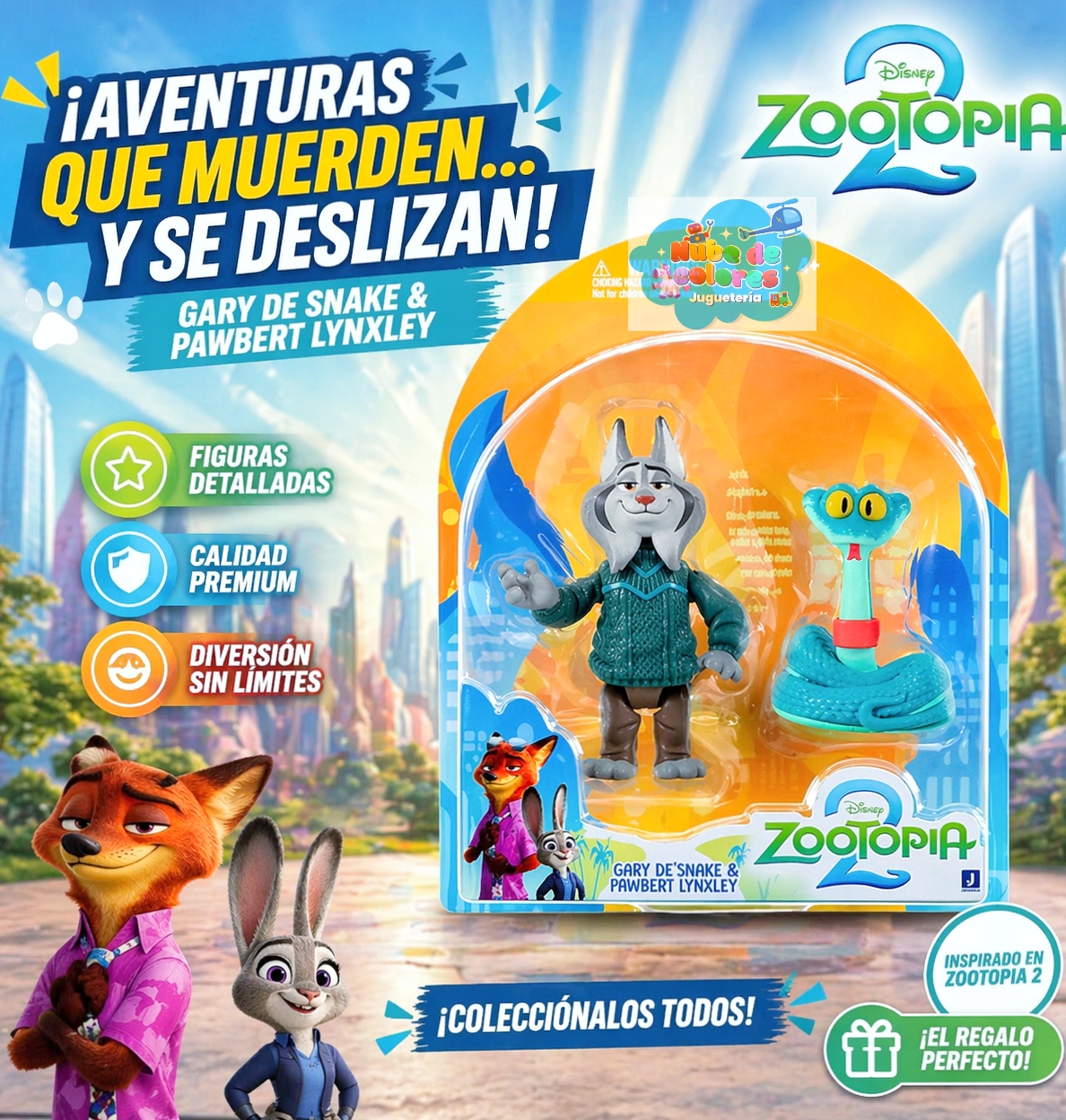 ZOOTOPIA 2 FIGURAS - GARY DE'SNAKE Y PAWBERT LYNXLEY
