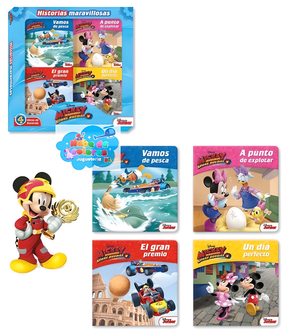 MALETA 4 LIBROS "MICKEY AVENTURAS SOBRE RUEDAS"