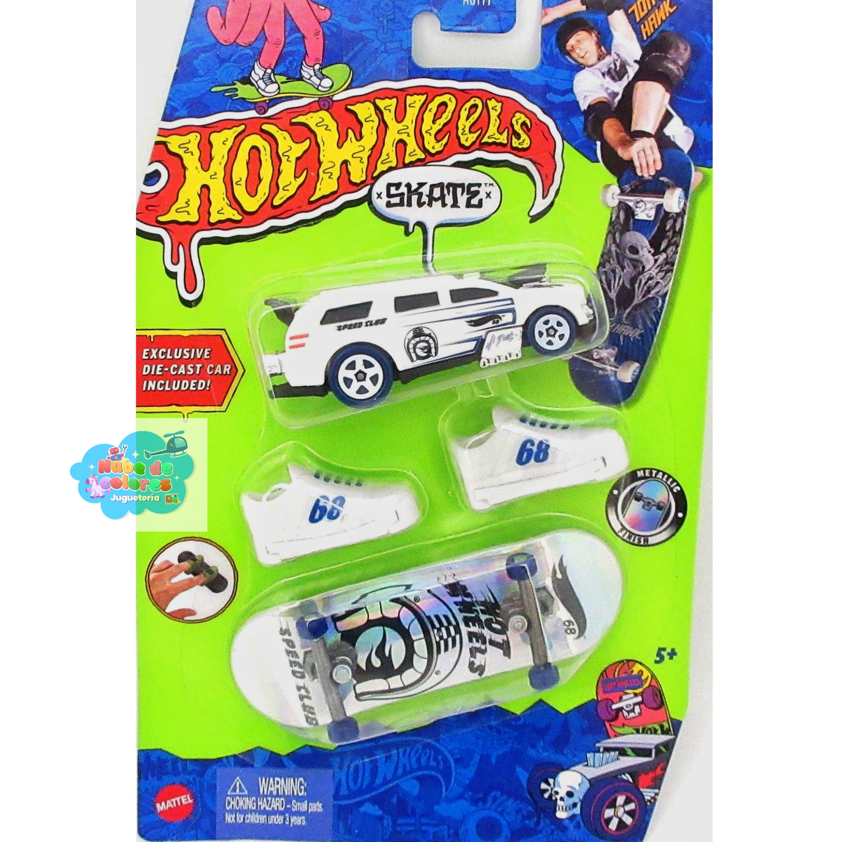 HOT WHEELS - SKATE + ZAPATILLAS + VEHÍCULO