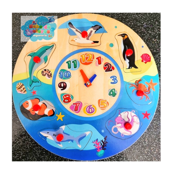 RELOJ MADERA CON ANIMALES DE ENCAJE - Imagen 3