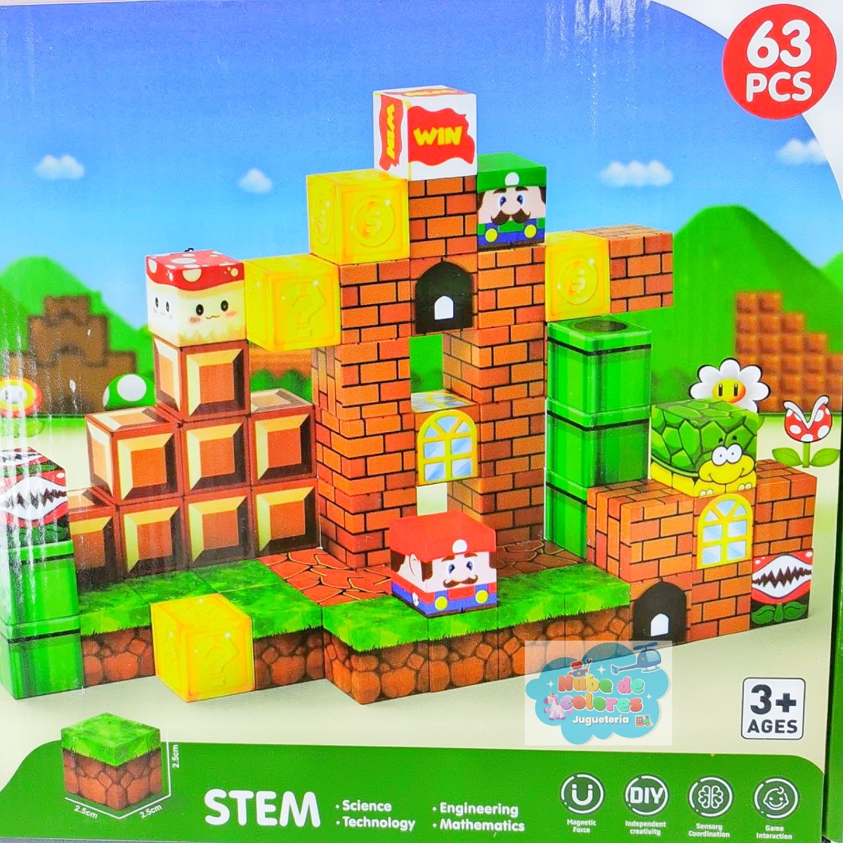 BLOQUES MAGNÉTICOS MARIO BROS 63 PCS.