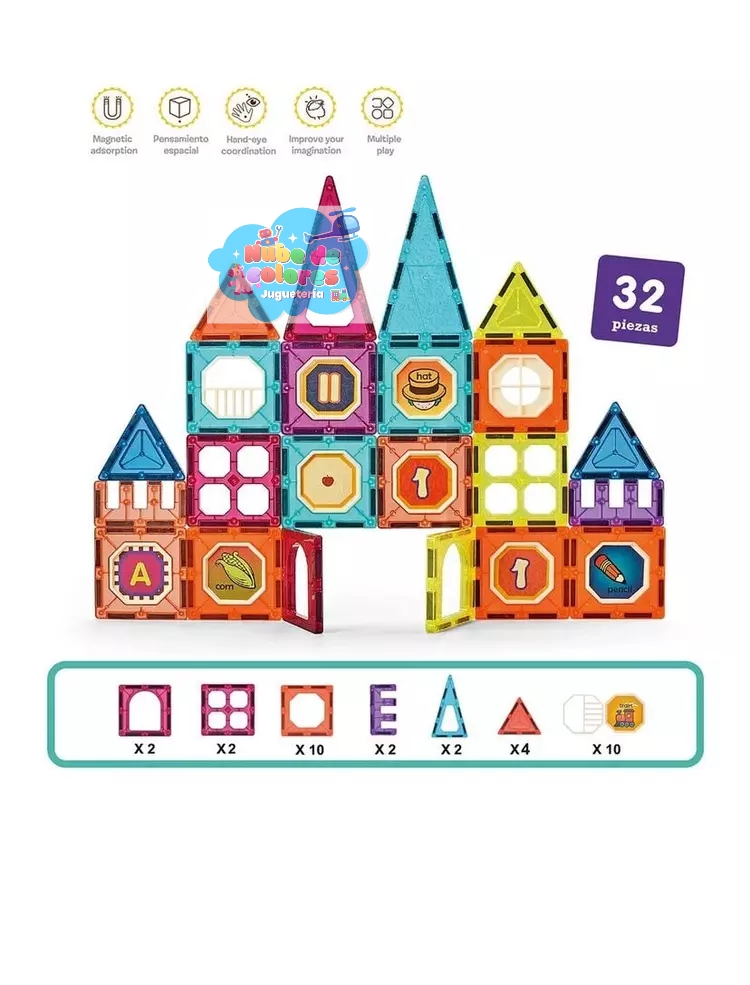 BLOQUES DE IMANES PARA CONSTRUIR 32 PCS. - Imagen 2