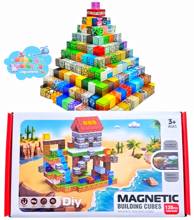 MINECRAFT - CUBOS MAGNÉTICOS 120 PCS.