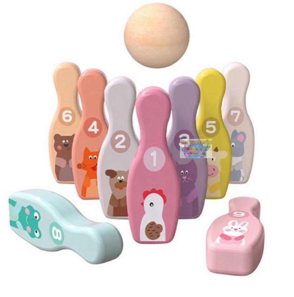 JUEGO BOWLING MADERA MULTICOLOR