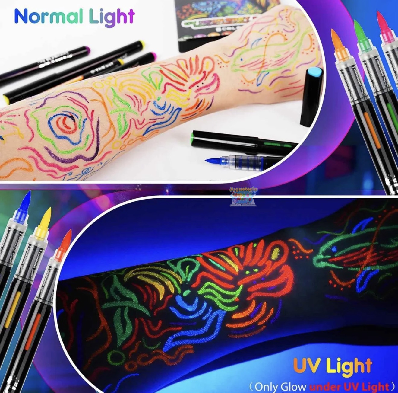 LÁPICES PINTURA FLÚOR NEÓN UV 18 COLORES - Imagen 4