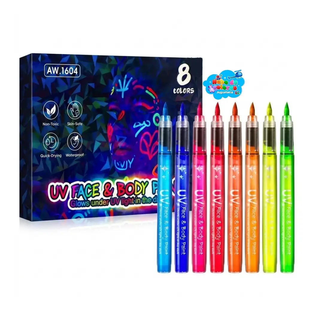 LÁPICES PINTURA FLÚOR NEÓN UV 8 COLORES