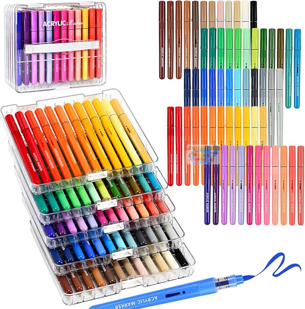 LÁPICES ACRÍLICOS ACABADO PROFESIONAL – PUNTA PINCEL 60 COLORES - Imagen 4