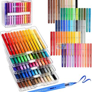 LÁPICES ACRÍLICOS ACABADO PROFESIONAL – PUNTA PINCEL 60 COLORES