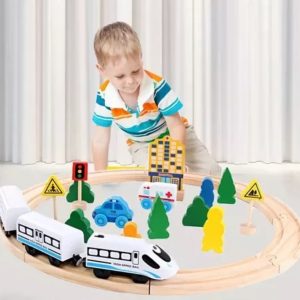 TREN ELÉCTRICO MADERA 48 PIEZAS