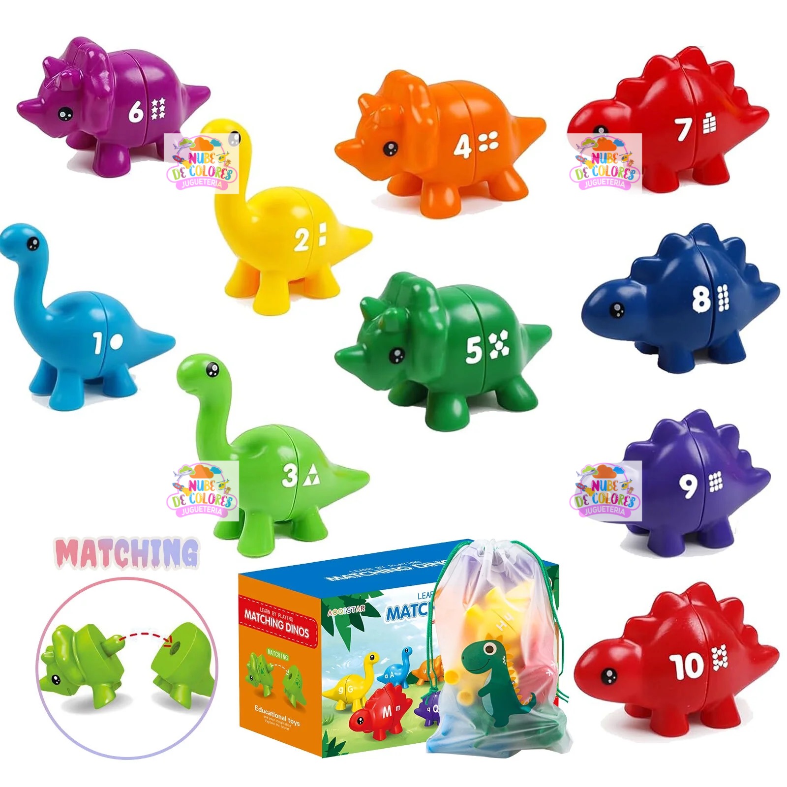 DINOSAURIO ENCAJES - NÚMEROS Y COLORES