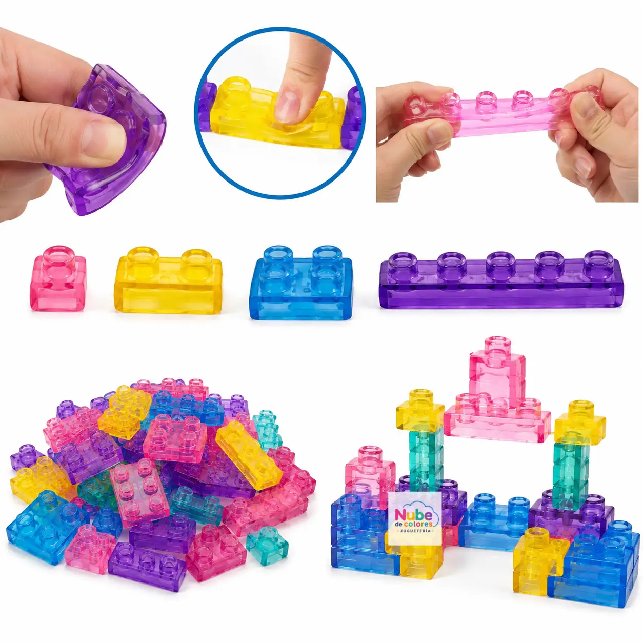 BLOQUES SENSORIALES FLEXIBLES ( 40 piezas) - MAGIC GUMMY BLOCKS - Imagen 2